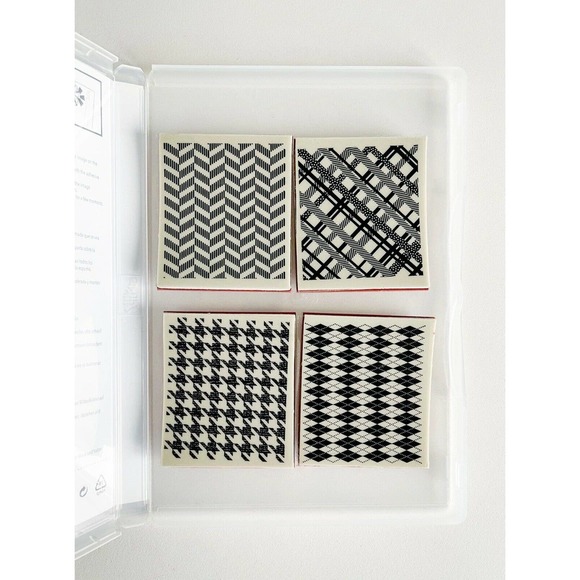 Stampin' Up! "BEYOND PLAID" Stamp Set of 4 Retired Unmounted Rubber Stamps - Picture 4 of 7